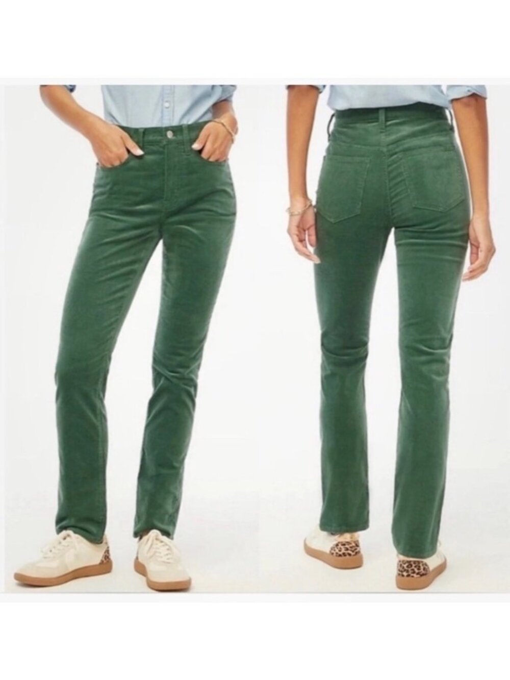 J. Crew Vintage Slim-Straight Corduroy Pants 32T Green Cotton Blend casual